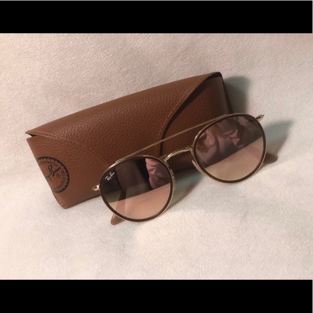 Gold Copper Round Double Bridge Ray-Bans